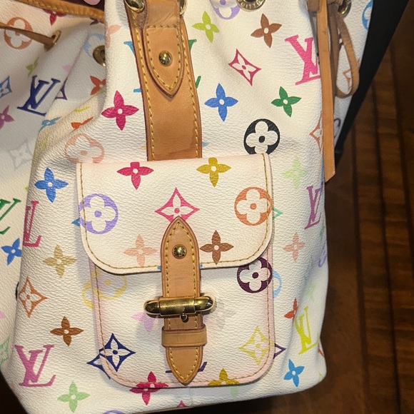 Louis Vuitton Multicolor White Canvas Drawstring Bucket Bag - Picture 3 of 6